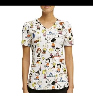 Peanuts Multicolor Character V-neck Short Sleeve Scrub Top  24"x27"